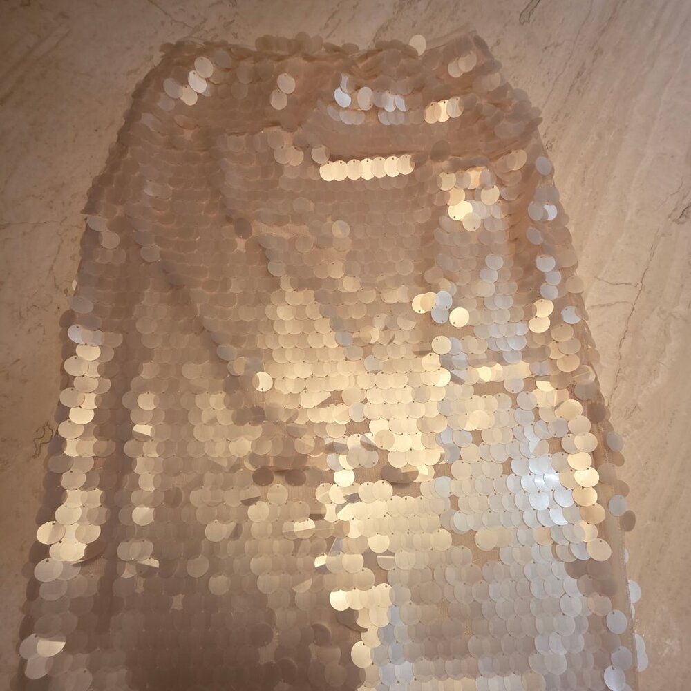 Anthropologie Gold Sequin Midi Skirt
